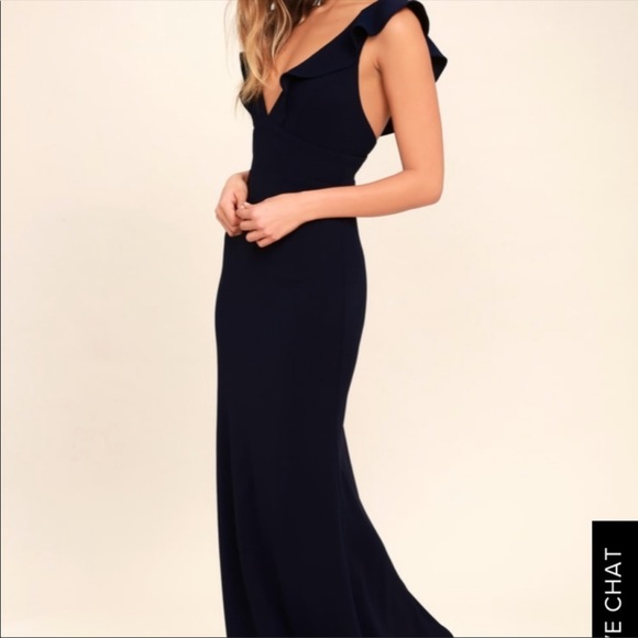 Lulus Navy Blue Long Formal Dress Small Low back - Picture 3 of 9